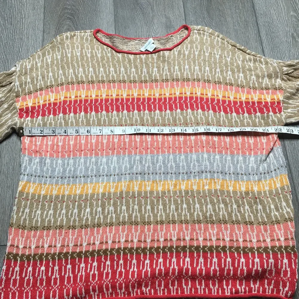 Sundance Womens Knit Jacquard Aztec Multicolor Pullover Sweater Linen Cotton XL - Picture 4 of 9